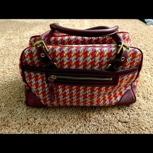 Coach Houndstooth Poppy Flower Satchel Bag